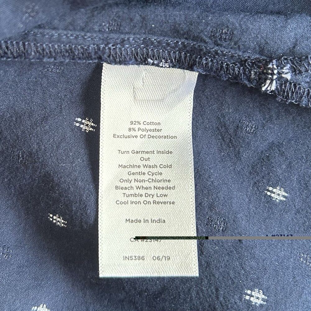Talbots Plus Top Women 3X Navy White Embroidery Swiss Dot Pullover Cottage Comfy - Picture 4 of 15